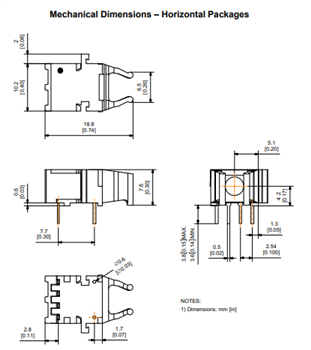 Mechanical Drawing - Broadcom AFBR-2529SIZ Fiber-Optic Receiver
